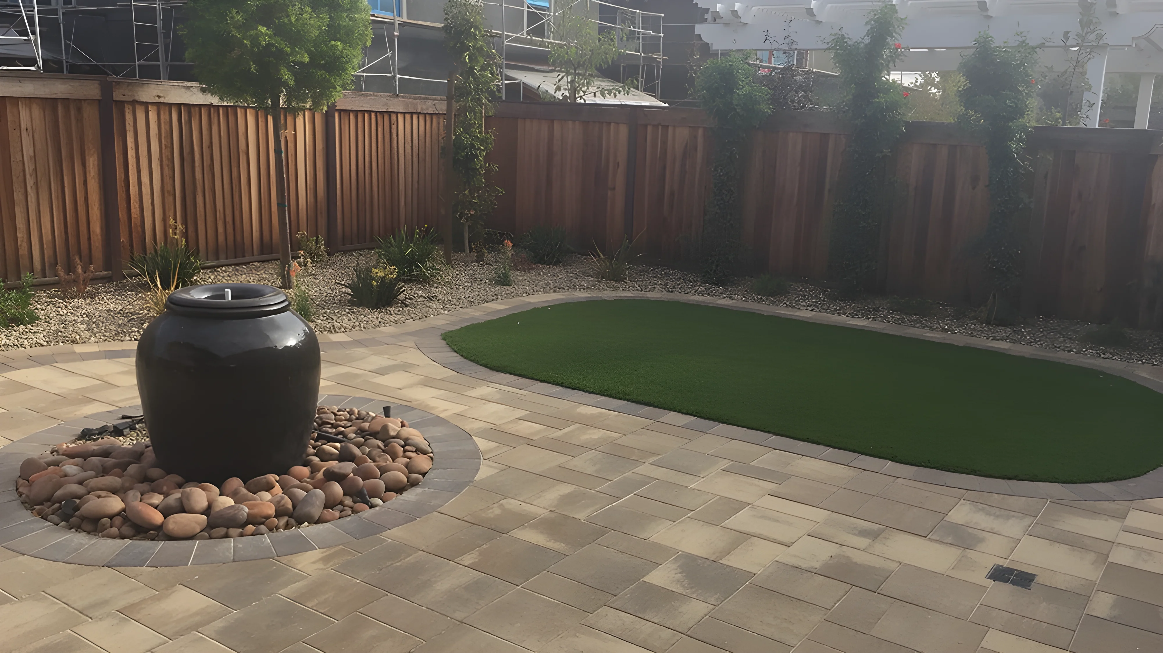 Paver driveway and backyard patio in Martinez, California installed by Black Diamond