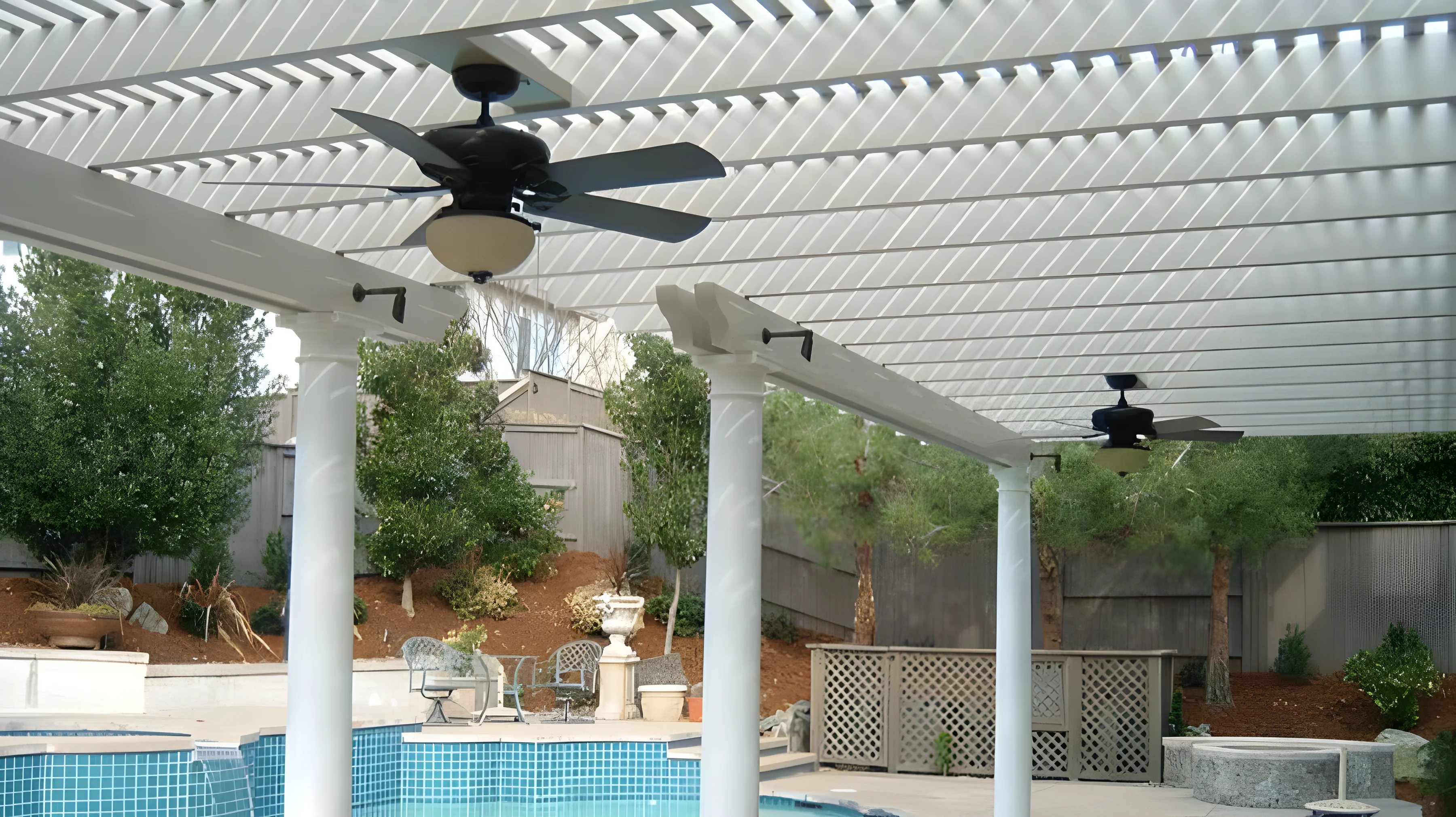 Pergola with ceiling fan
