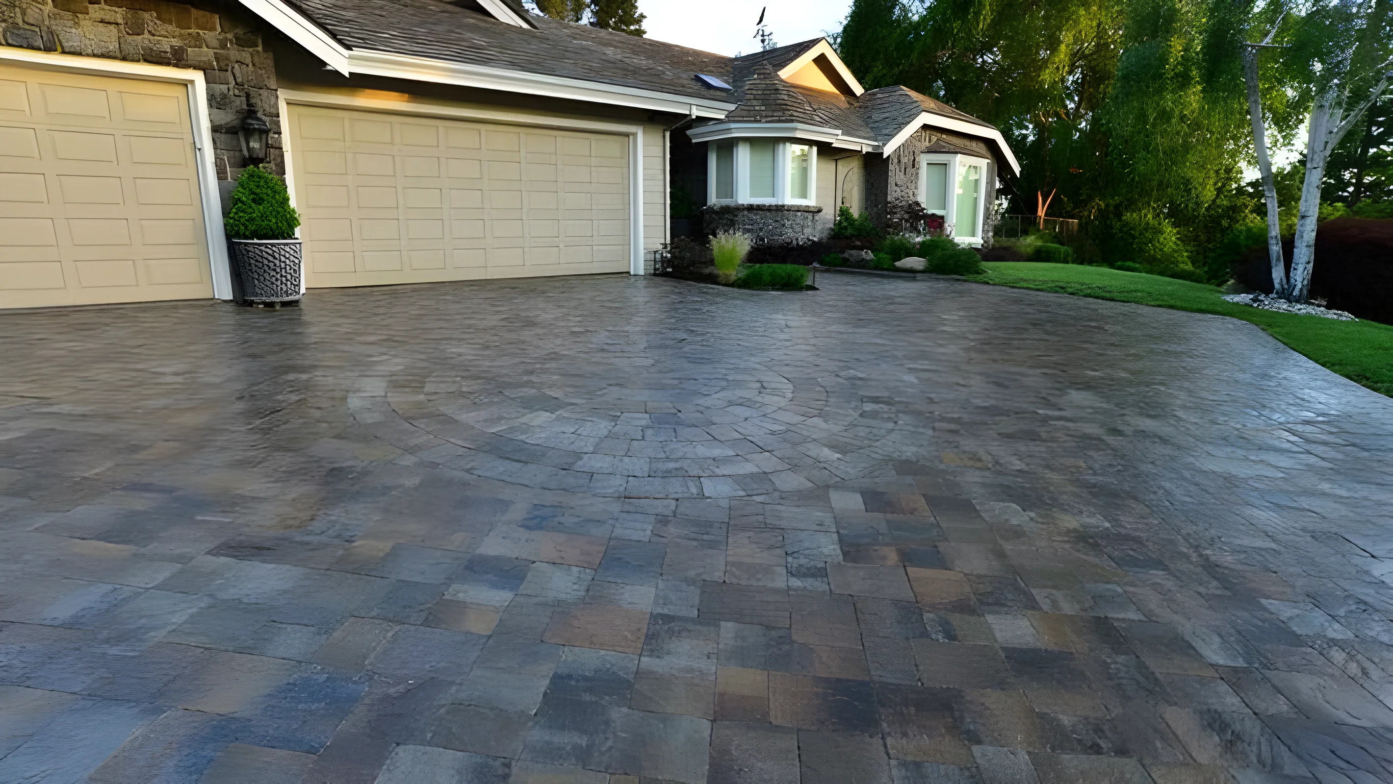 Sealed paver stone driveway