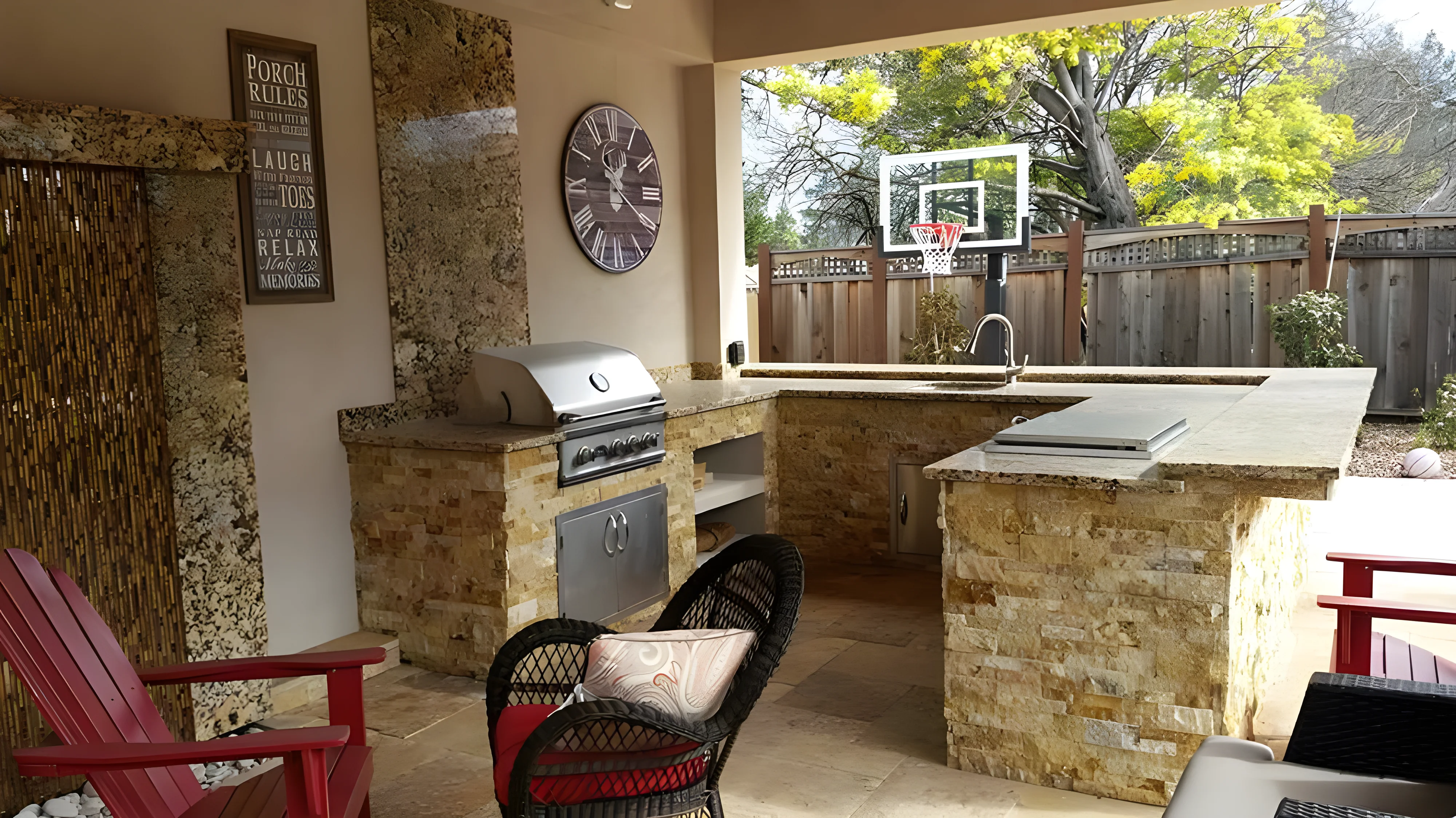 Veneer ledgestone BBQ