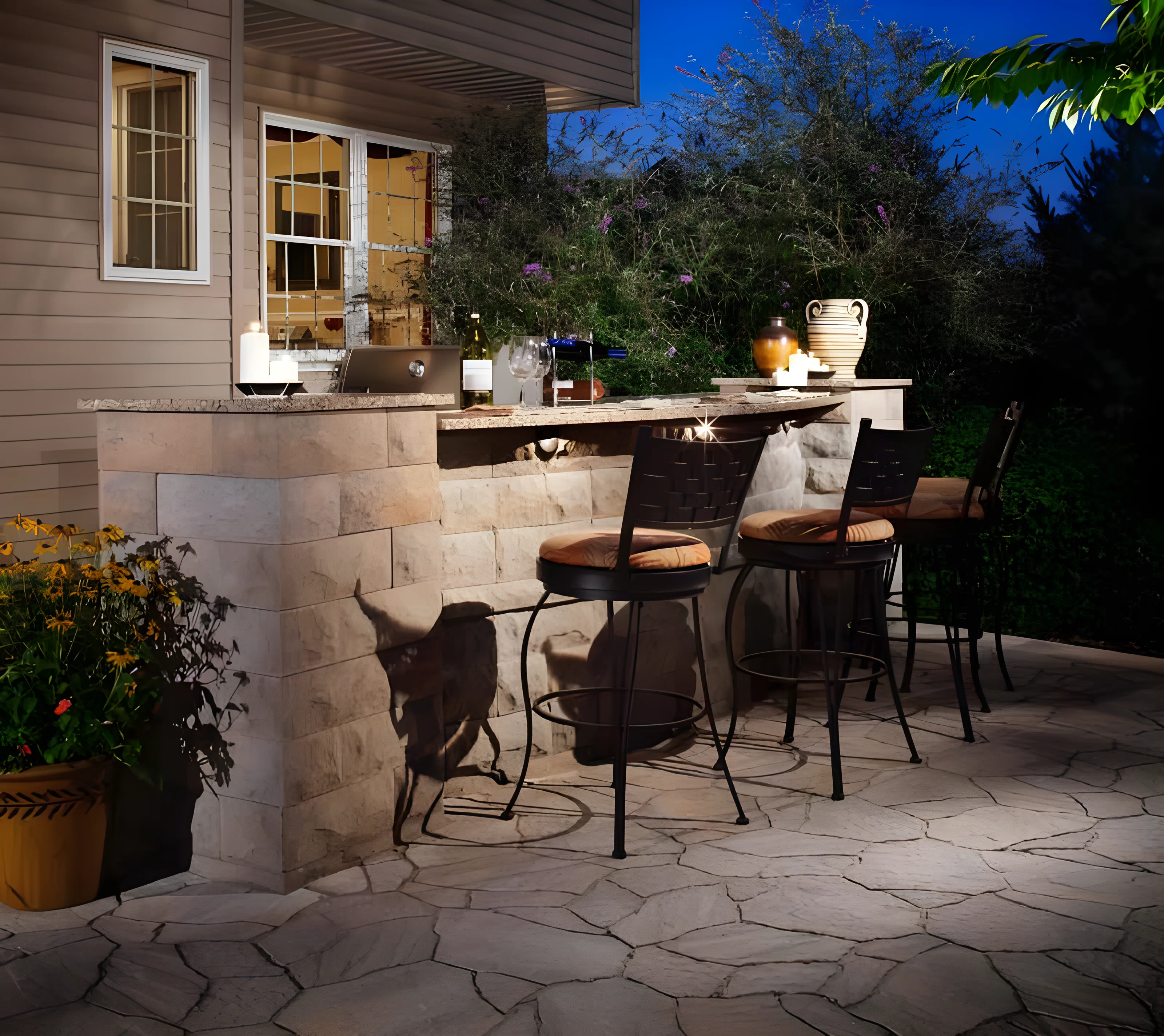 Belgard Mega Arbel patio with Bel Air wall