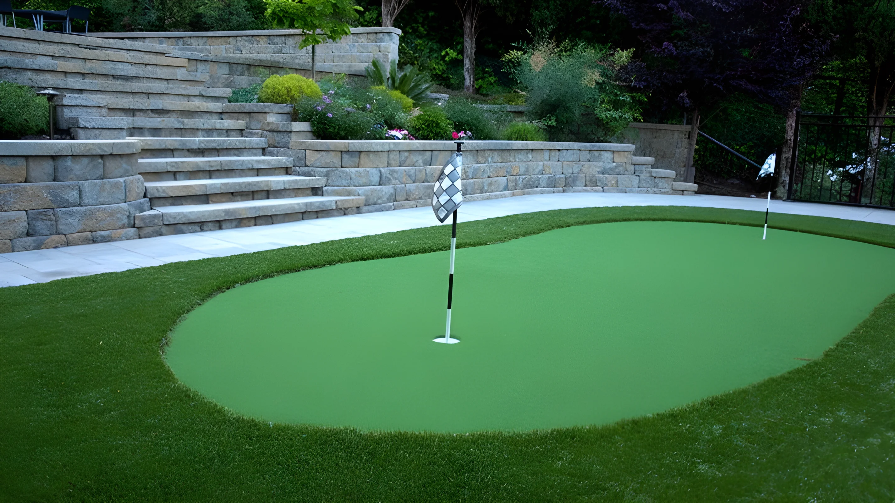 Synthetic lawn and putting green installation in Sacramento